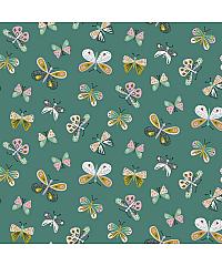 Verhees Poplin Metulji | stara zelena | 100%CO 09520.002