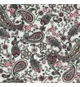 Viskozni poplin Cvetoči paisley | elastičen | bela | 97%VI / 3%EL