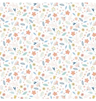 Poplin Ljubke cvetlice | bela | 100%CO