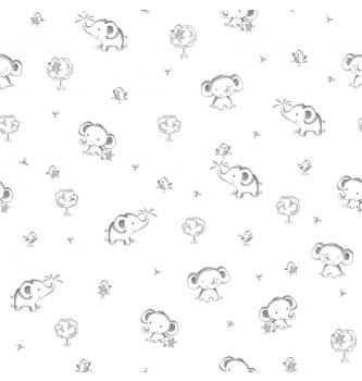 GOTS Poplin Igrivi slončki | bela | 100%CO