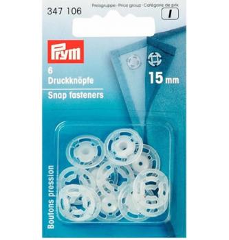Prišivni pritiskači | 15mm | transparentni | plastični | 6kos