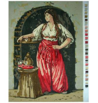 Gobelin set Dekle s kavo | 40x54cm