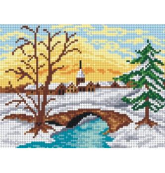 Gobelin Potok ob vasi pozimi | 18x24cm
